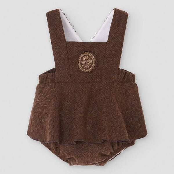 Popelin romper brown woollen with straps || 4.2