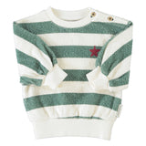 Piupiuchick Sweatshirt | Ecru & Green Stripes W/ "Piupiuchick" Print