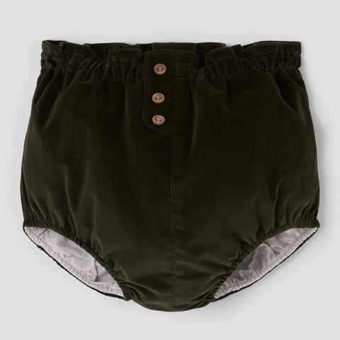 Popelin bloomer moss green velvet high-waist
