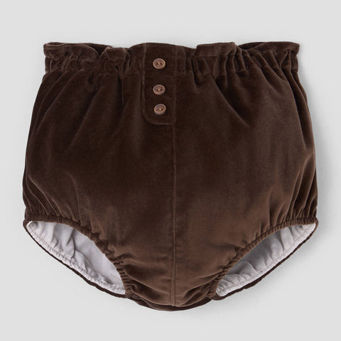 Popelin bloomer brown velvet high-waist