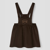 Popelin short dress brown corduroy with embroidered bib || 43.3