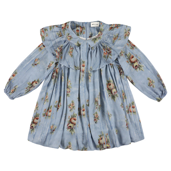 Morley Zabel Girls Dress With Ruffles Bleu