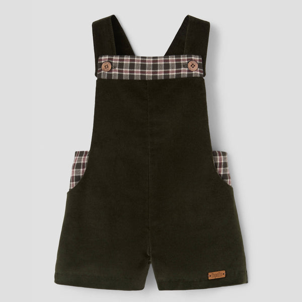 Popelin romper moss green velvet contrasting || 9.2