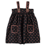 Piupiuchick Knee-Lenght Dress W/ Straps | Black W/ Flowers