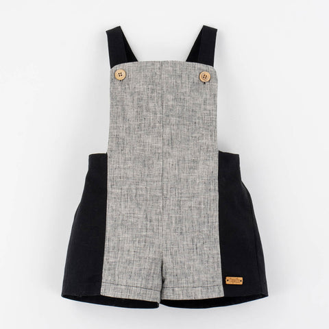 Popelin Black Fleck Combination Dungarees ||12.4