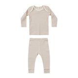 Quincy Mae Ribbed Tee + Legging Set || Oat Stripe