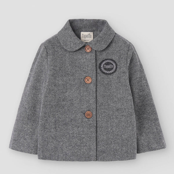 Popelin coat grey fleck with jacket-style collar || 63.4