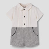 Popelin Black Fleck Two-Tone Jumpsuit With Shirt Collar ||8.2