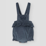 Popelin romper grey-blue corduroy with frill || 5.2