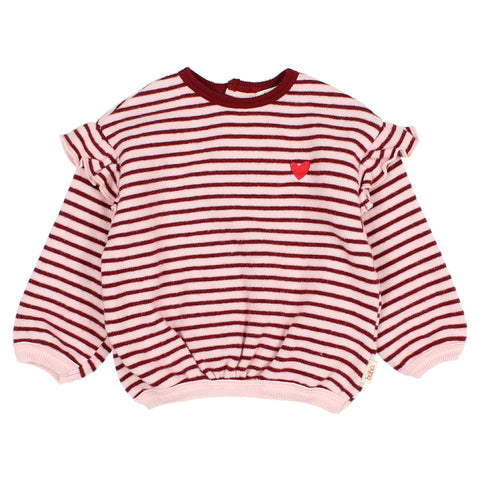 Buho BB Soft Stripes Girly Sweatshirt Pomegranate by Búho Barcelona