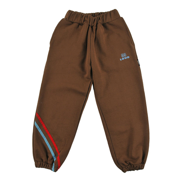 Loud Apparel Sweatpants Classic Fit, 2 Tone Stripe Cott. Tape Fondue Fudge