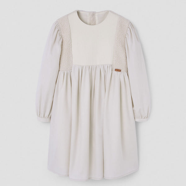Popelin dress off-white with panels || 46.1