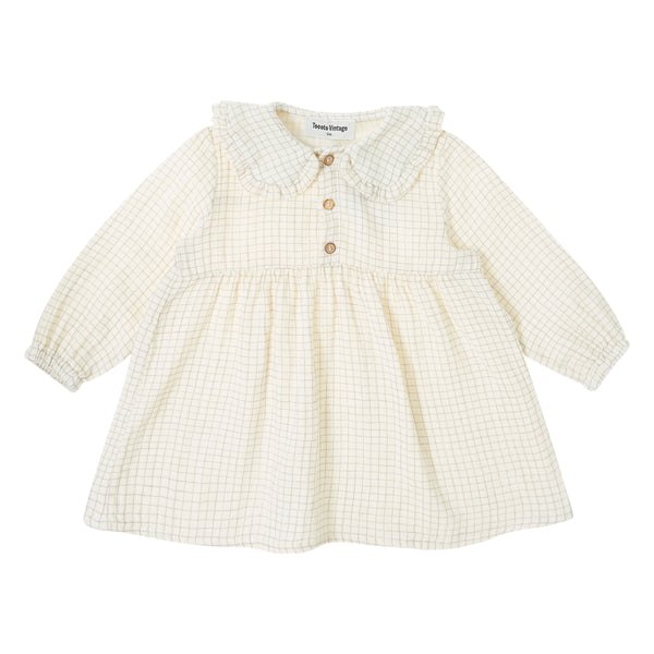 Tocoto Vintage Baby Dress Mini Check Ecru