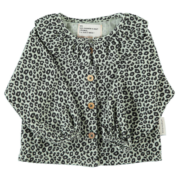 Piupiuchick Blouse W/ Round Collar | Mint Green W/ Animal Print