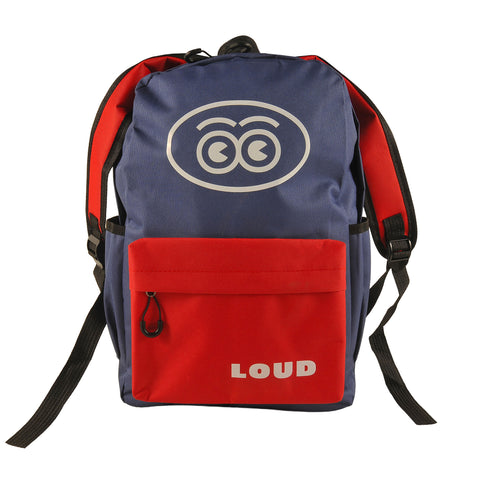 Loud Apparel Rucksac 2 Tone Loud Eyes Logo Print Navy, Red