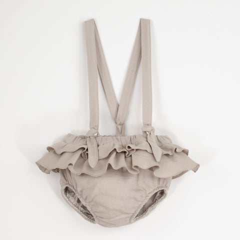 Popelin Sand Double Frill Culotte With Removable Straps