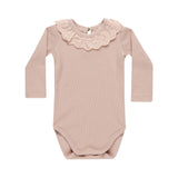 QUINCY MAE RUFFLE COLLAR BODYSUIT | BLUSH