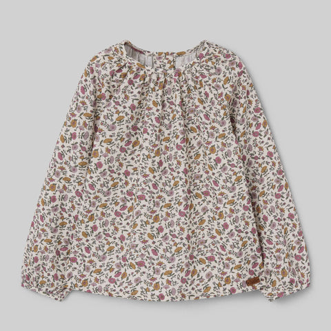 Popelin top mauve floral raglan sleeve