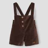 Popelin romper brown velvet with crossover straps and pockets || 7.3