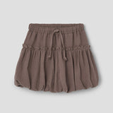 Popelin Brown Puffball Mini Skirt ||28.4