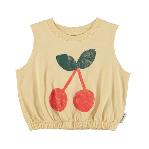 Piupiuchick Sleeveless Top | Sand W/ Cherry Print