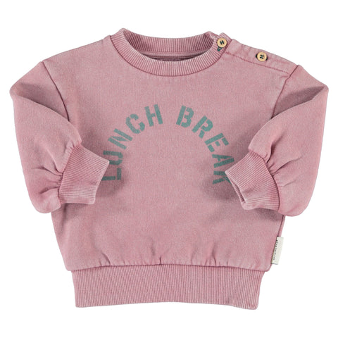 Piupiuchick Oversized Sweatshirt | Pink W/ "Lunch Break" Print