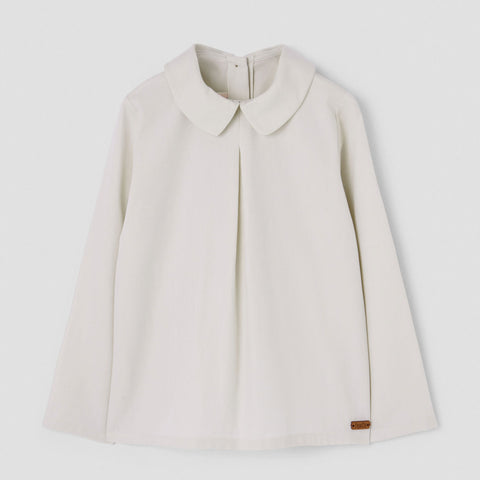 Popelin top off-white with pleat