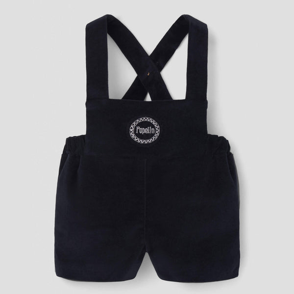 Popelin short romper black velvet with embroidery appliqué || 8.4