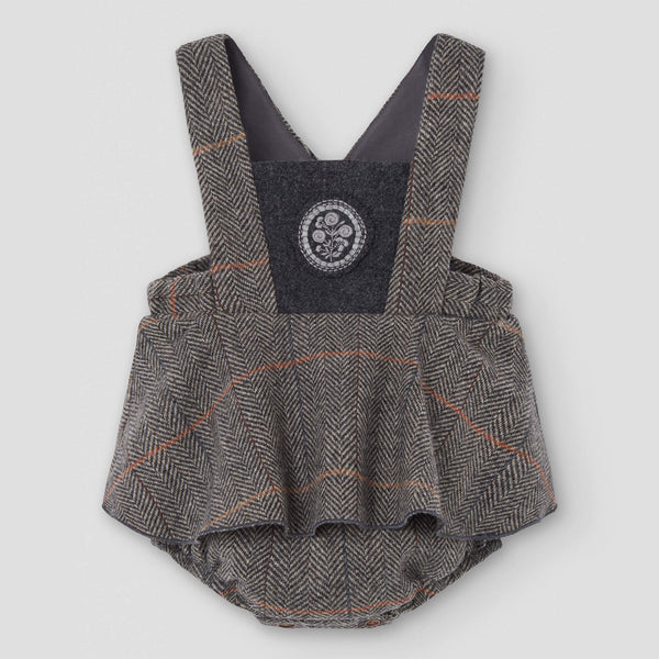 Popelin romper grey herringbone woollen with straps || 4.1