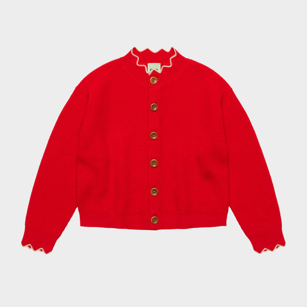 FUB Rib Cardigan Classic Red