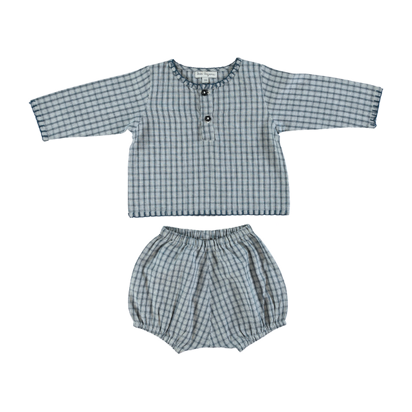 Bebe Organic Rigel Baby Set Blue Check