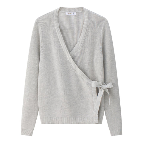 Coco Blanc Wrap Sweater Marled Grey