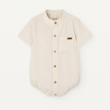 Popelin Off-White Shirt-Style Romper Suit
