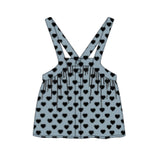 Piupiuchick Short Dress Straps Washed Blue Denim Black Hearts
