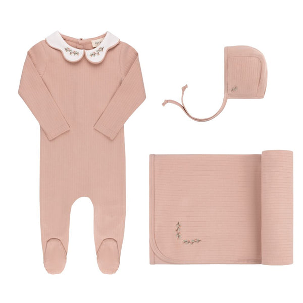 Ely’s & Co Velour Embroidered Flowers Collection - Pink - Lounge Set