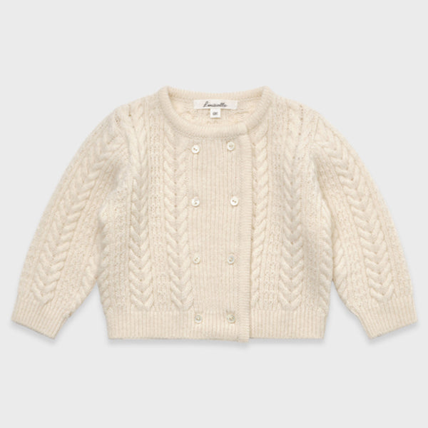 Louisiella Baby Obrine Knit Cardigan Ivory