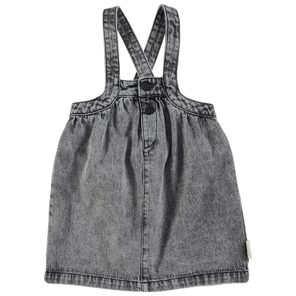 Piupiuchick Short Dress W/ Straps | Faded Black Denim