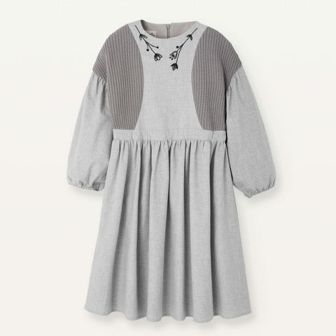 Popelin Grey Melange Dress With Side Panels