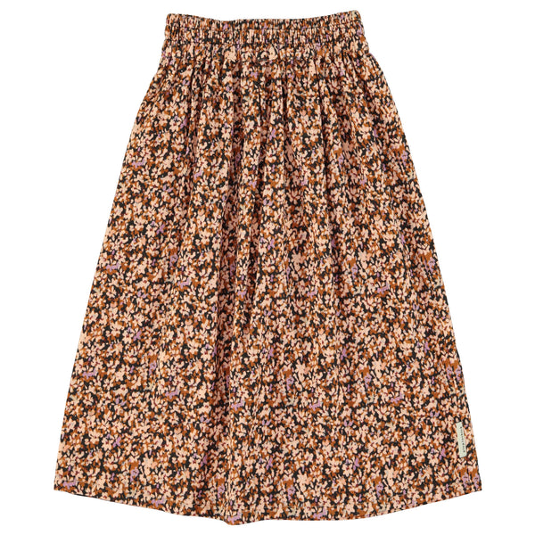 Piupiuchick Long Skirt | Light Pink & Brown Flowers