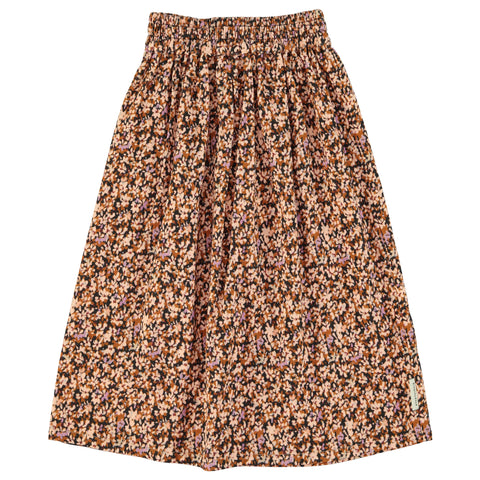 Piupiuchick Long Skirt | Light Pink & Brown Flowers