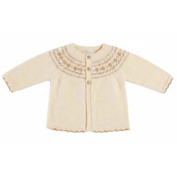 Coco Blanc Embroidered Cardigan Cream