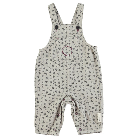 Piupiuchick Baby Dungarees Light Grey Black Flowers
