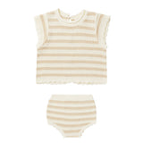 RYLEE & CRU SCALLOP KNIT BABY SET || SAND STRIPE