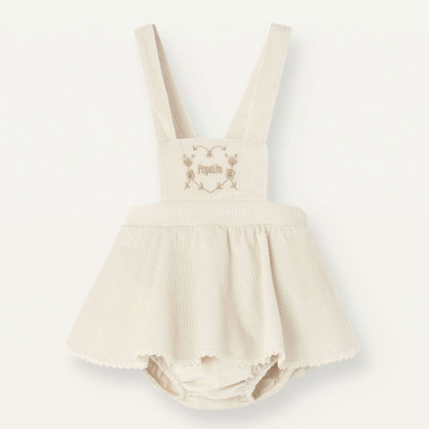Popelin Off-White Playsuit With Skirt