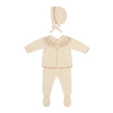 Coco Blanc Embroidered Knit Set (3 piece) Cream
