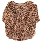 Piupiuchick Long Sleeve Romper Light Pink & Brown Flowers