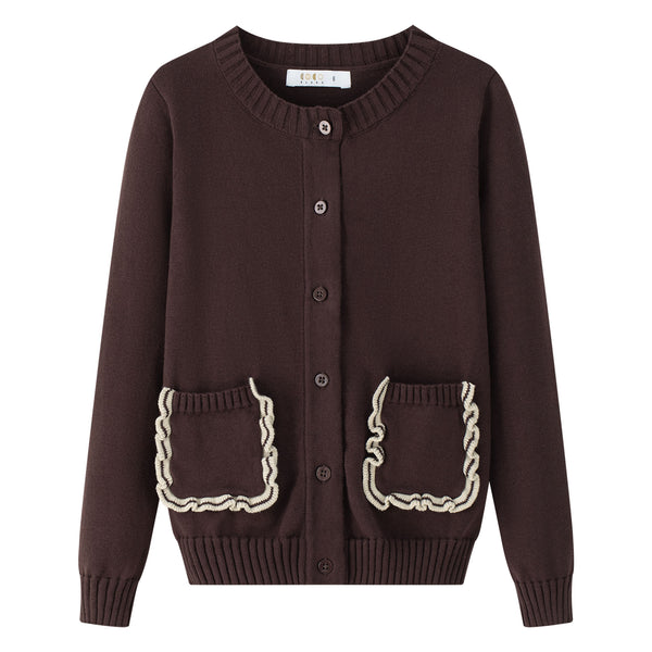 Coco Blanc Girls Cardigan Burgundy