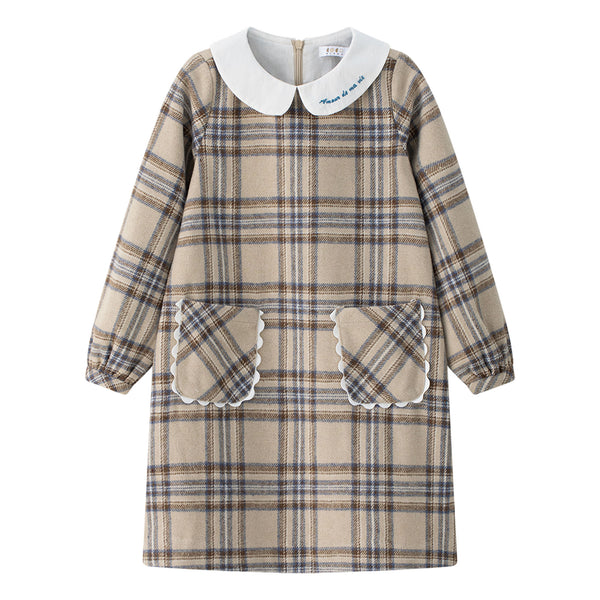 Coco Blanc Plaid A-line Dress Blue