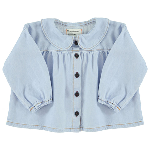 Piupiuchick Peter Pan Collar Blouse Light Blue Soft Denim