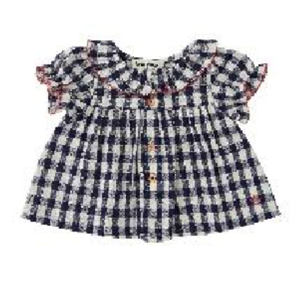 Tocoto Vintage Vichy Check Baby Blouse Navy